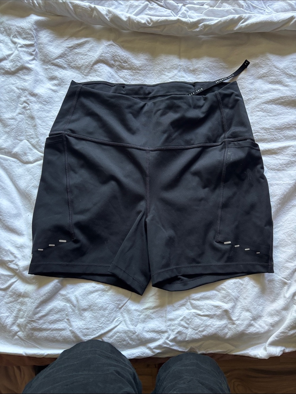 Nike Black High-Waist Bike Shorts with Reflective Accents